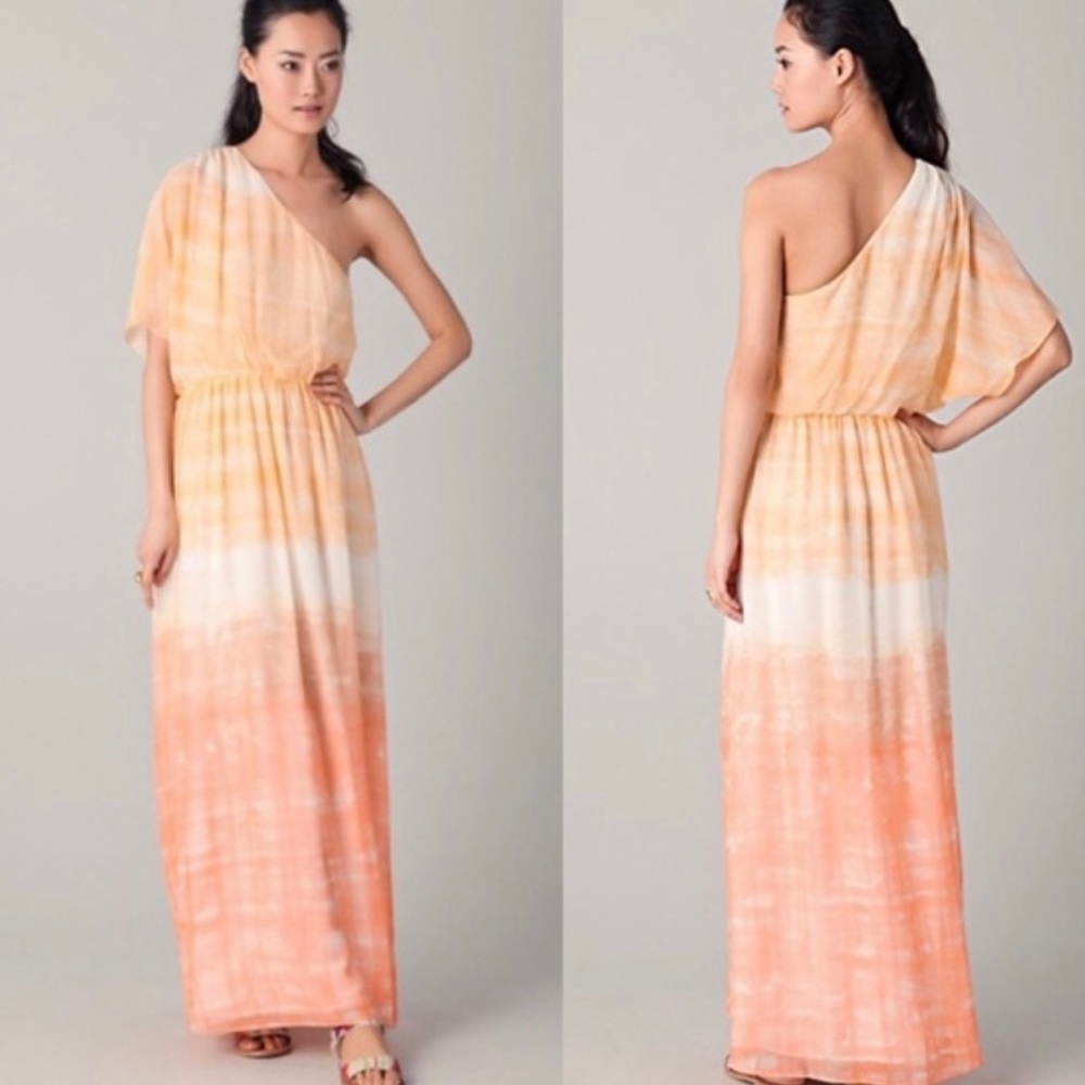 Alice + Olivia Orange Tie Dye One Shoulder Maxi Dress SZ S? VGUC